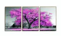 Quadro Decorativo 120x60 Sala Quarto Árvore Rosa Claro 1 com moldura filete - Foto 6