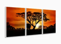 Quadro Decorativo Africa Paisagens Natureza 3 peças com moldura filete - Foto 4