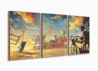 Quadro decorativo Artístico - Paisagens - Tela em Tecido com moldura filete