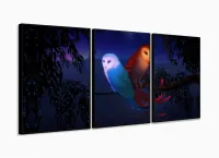 Quadro decorativo Artístico Paisagem Corujas - Tela em Tecid com moldura filete - Foto 3