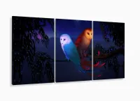 Quadro decorativo Artístico Paisagem Corujas - Tela em Tecid com moldura filete - Foto 5
