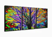 Quadro Decorativo Arvore Colorida 3 pç 120x60 com moldura filete - Foto 3