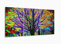 Quadro Decorativo Arvore Colorida 3 pç 120x60 com moldura filete - Foto 5