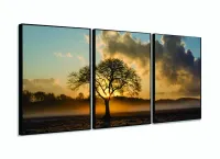 Quadro Decorativo Árvore Seca Raio De Luz 120x60 3 peças com moldura filete - Foto 3