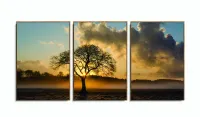 Quadro Decorativo Árvore Seca Raio De Luz 120x60 3 peças com moldura filete - Foto 6