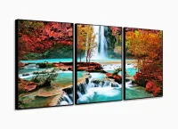 Quadro Decorativo Cachoeira Azul 120x60 em tecido com moldura filete - Foto 3