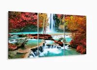 Quadro Decorativo Cachoeira Azul 120x60 em tecido com moldura filete - Foto 5