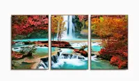 Quadro Decorativo Cachoeira Azul 120x60 em tecido com moldura filete - Foto 6