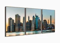 Quadro Decorativo Cidade 3 peças 120x60 cm em tecido com moldura filete - Foto 2