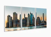 Quadro Decorativo Cidade 3 peças 120x60 cm em tecido com moldura filete - Foto 4