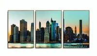 Quadro Decorativo Cidade 3 peças 120x60 cm em tecido com moldura filete - Foto 6