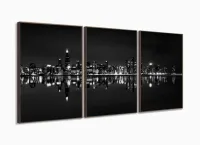 Quadro Decorativo Cidade Branco Preto 120x60 3 peças Sala Quarto com moldura filete - Foto 2