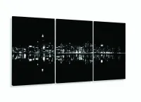 Quadro Decorativo Cidade Branco Preto 120x60 3 peças Sala Quarto com moldura filete - Foto 5