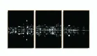 Quadro Decorativo Cidade Branco Preto 120x60 3 peças Sala Quarto com moldura filete - Foto 6