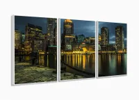 Quadro Decorativo Cidade De Boston - Paisagem com moldura filete - Foto 4