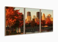 Quadro Decorativo Cidade Montreal Canadá Mosaico com moldura filete