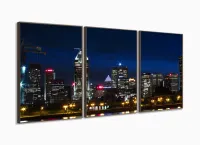 Quadro Decorativo Cidade Noturna 120x60 3 pçs com moldura filete - Foto 2
