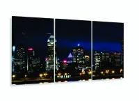 Quadro Decorativo Cidade Noturna 120x60 3 pçs com moldura filete - Foto 5