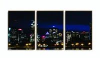 Quadro Decorativo Cidade Noturna 120x60 3 pçs com moldura filete - Foto 6