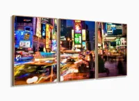 Quadro Decorativo Cidade Nova York 120x60 3 peças com moldura filete
