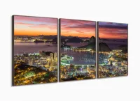 Quadro Decorativo Cidade Rio de Janeiro 120x60 3 peças com moldura filete - Foto 2