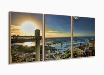 Quadro Decorativo Cidade Salvador Elevador Lacerda com moldura filete