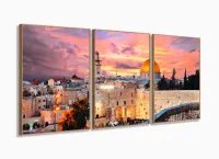 Quadro Decorativo Cidade Velha Jerusalém 129x61 Sala Quarto com moldura filete
