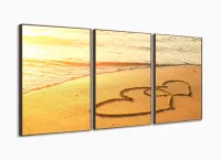 Quadro Decorativo Corações Na Praia 3pc 120x60 Sala Quarto com moldura filete - Foto 2