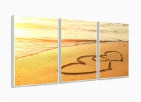 Quadro Decorativo Corações Na Praia 3pc 120x60 Sala Quarto com moldura filete - Foto 4