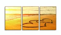 Quadro Decorativo Corações Na Praia 3pc 120x60 Sala Quarto com moldura filete - Foto 6