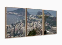 Quadro Decorativo Cristo Redentor Rio de Janeiro - Tela em T com moldura filete