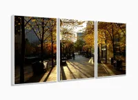 Quadro Decorativo Interiores Paisagem Toronto Tecido 3 Peças com moldura filete - Foto 4