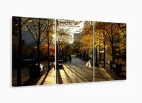 Quadro Decorativo Interiores Paisagem Toronto Tecido 3 Peças com moldura filete - Foto 5