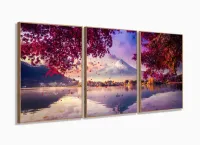 Quadro Decorativo Japão Elisyun 120x60 3 peças com moldura filete