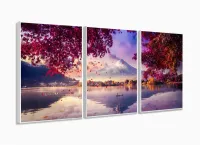 Quadro Decorativo Japão Elisyun 120x60 3 peças com moldura filete - Foto 4