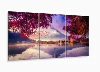 Quadro Decorativo Japão Elisyun 120x60 3 peças com moldura filete - Foto 5