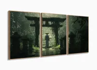 Quadro Decorativo Japão Paisagem Sala Quarto 120x60 com moldura filete