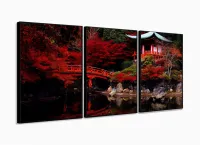 Quadro Decorativo Japão Sakura Vermelho 120x60 com moldura filete - Foto 3