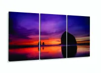 Quadro Decorativo Mar Entardecer Primavera 120x60 3 pç com moldura filete - Foto 5