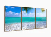 Quadro Decorativo Mar Praia Areia Férias 120x60 com moldura filete