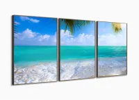 Quadro Decorativo Mar Praia Areia Férias 120x60 com moldura filete - Foto 2