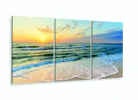 Quadro Decorativo Mar Praia Sala Quarto 120x60 3 pçs com moldura filete - Foto 5