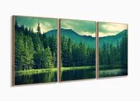 Quadro Decorativo Natureza 2 Peças Em Tecido 120x60 mosaico 3 peças em tecido com moldura filete