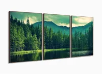 Quadro Decorativo Natureza 2 Peças Em Tecido 120x60 mosaico 3 peças em tecido com moldura filete - Foto 2