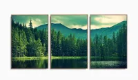 Quadro Decorativo Natureza 2 Peças Em Tecido 120x60 mosaico 3 peças em tecido com moldura filete - Foto 6