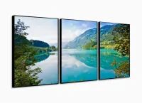Quadro Decorativo Natureza Paisagem Em Tecido 3 Peças com moldura filete - Foto 3
