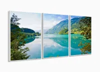 Quadro Decorativo Natureza Paisagem Em Tecido 3 Peças com moldura filete - Foto 4