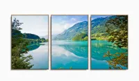 Quadro Decorativo Natureza Paisagem Em Tecido 3 Peças com moldura filete - Foto 6
