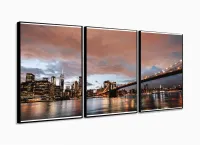 Quadro Decorativo New York Entardecer 120x60 Sala Quarto com moldura filete - Foto 3