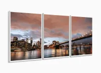 Quadro Decorativo New York Entardecer 120x60 Sala Quarto com moldura filete - Foto 4